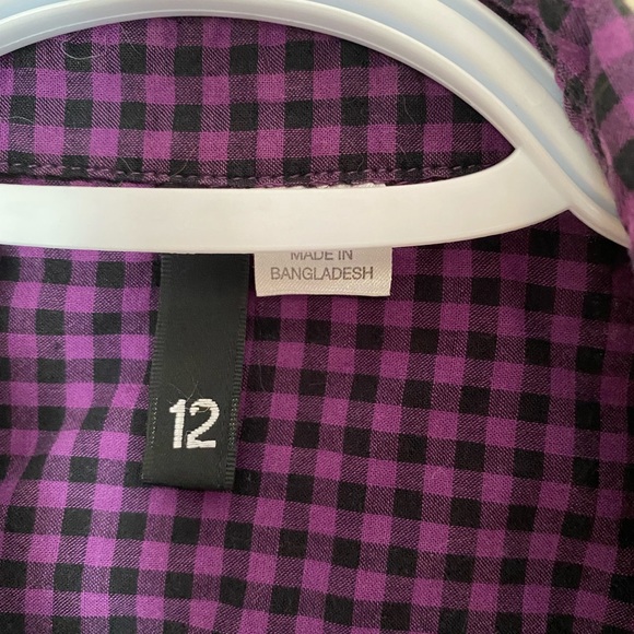 H&M cotton purple plaid button up - Picture 5 of 5
